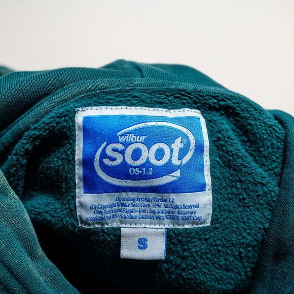 Wilbur mens Soot 96' Version 1.2 Hoodie Sweatshirt S Green Embroidered Pullover - Picture 7 of 9